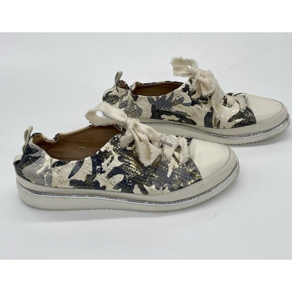 RON WHITE Novella Metallic Platform  Sneakers 41 US 9.5 Snakeskin Shoes Casual - Picture 1 of 7